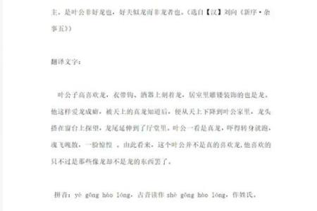 叶公好龙谜底对应的生肖是什么及其寓意解释  